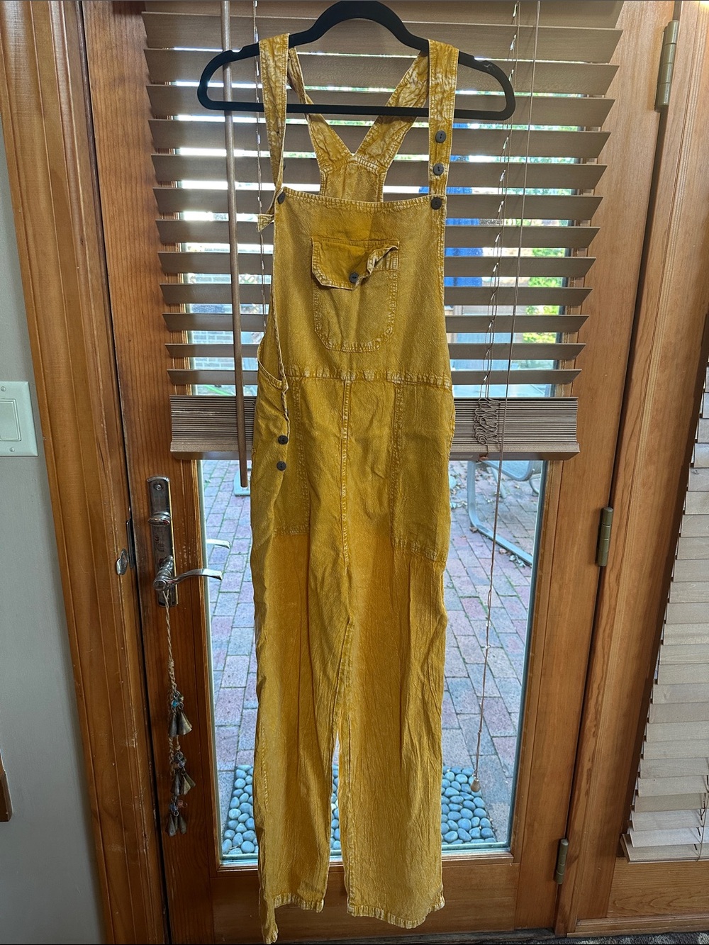 Women's Mustard Yellow Denim Overalls with Adjustable Straps